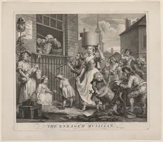 The Enraged Musician, by William Hogarth, ink, 1741