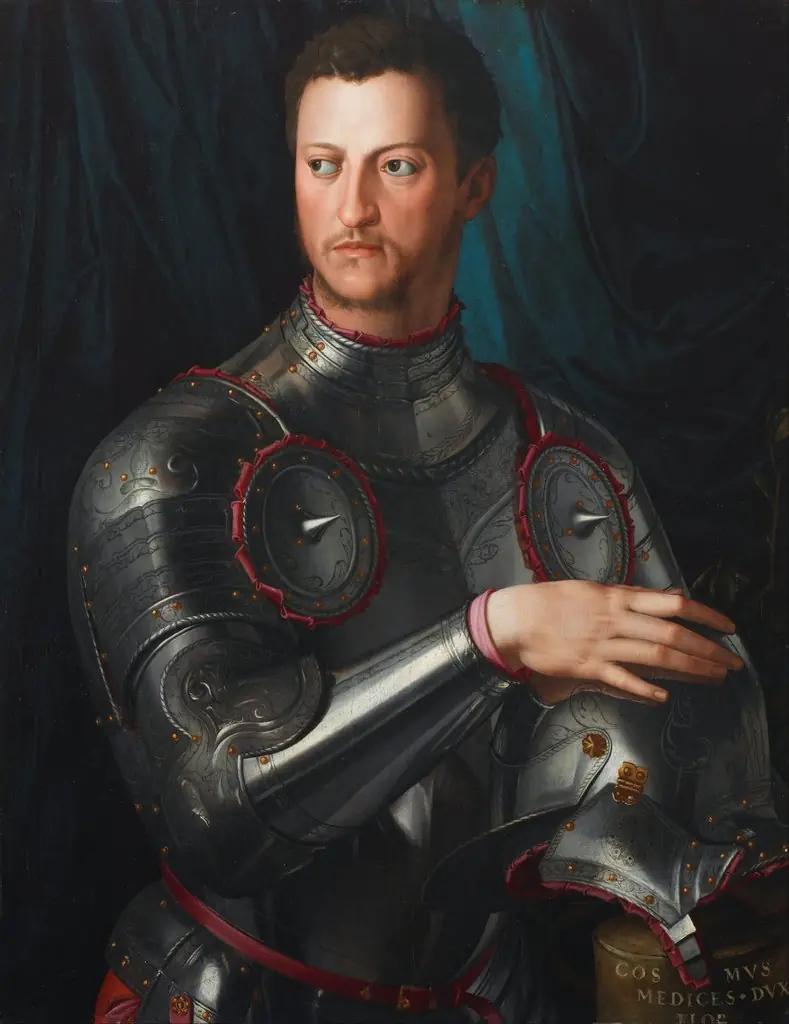 Portrait of Cosimo I de' Medici in armour, by Bronzino, oil, 1545