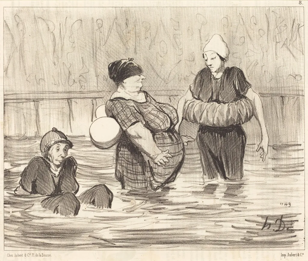 Les Baigneuses prudentes, by Honoré Daumier, ink, 1847