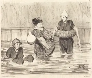Les Baigneuses prudentes, by Honoré Daumier, ink, 1847