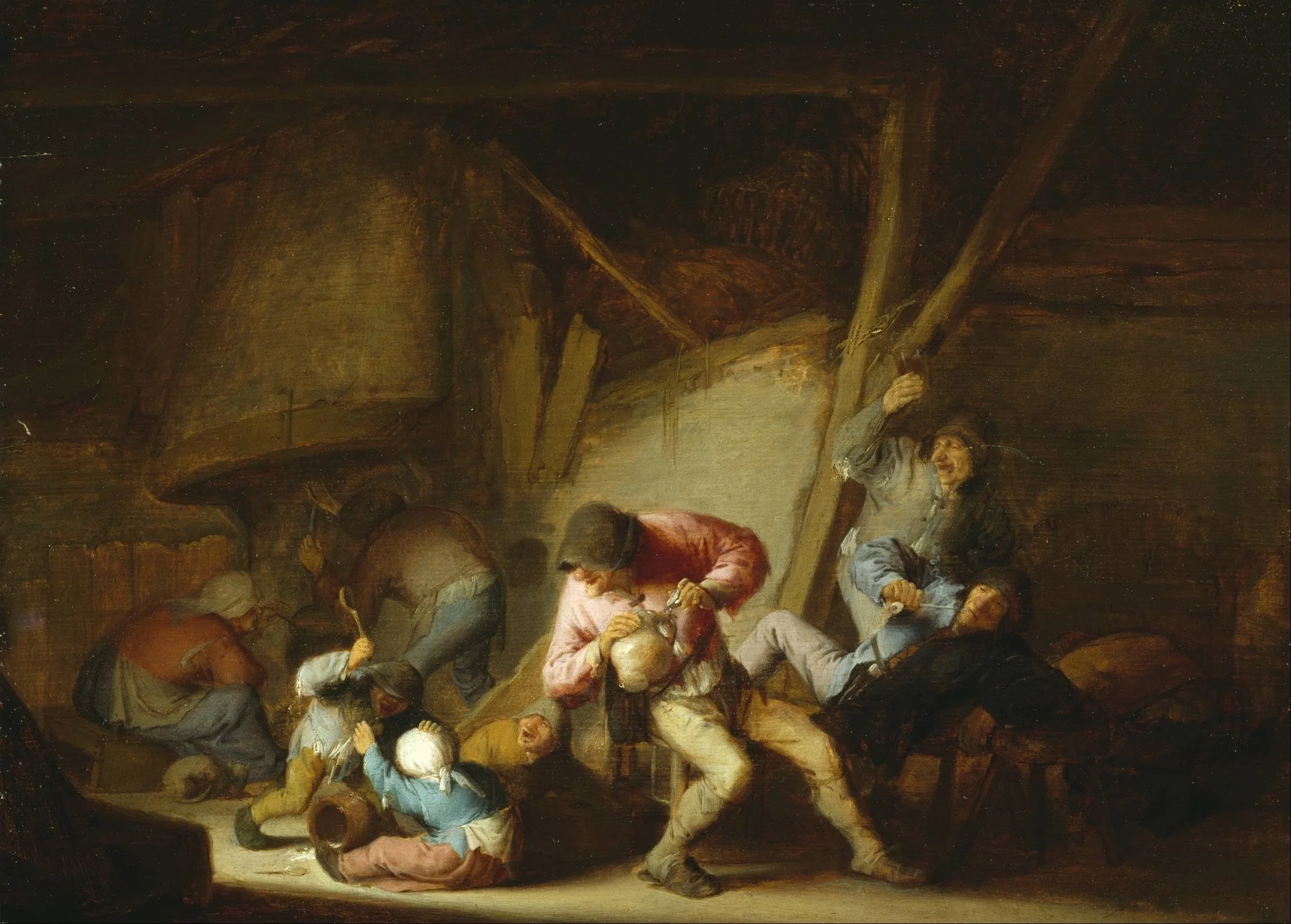 Interior with Drinking Figures and Crying Children, detail