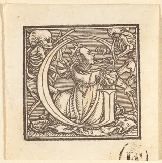 Letter G, by Hans Lützelburger, ink, 1523