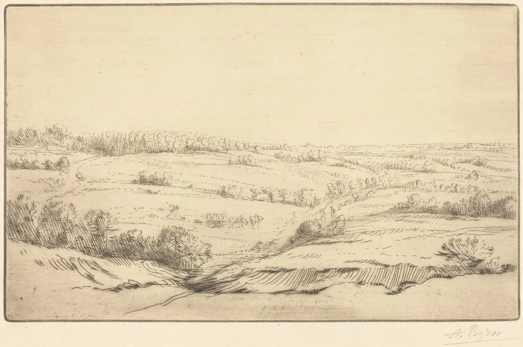 Plain (La plaine), by Alphonse Legros, ink, 1874