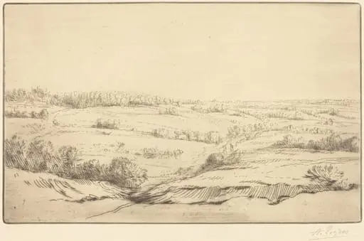 Plain (La plaine), by Alphonse Legros, ink, 1874