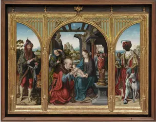Adoration of the Magi, by Joos van Cleve, oil, 1525