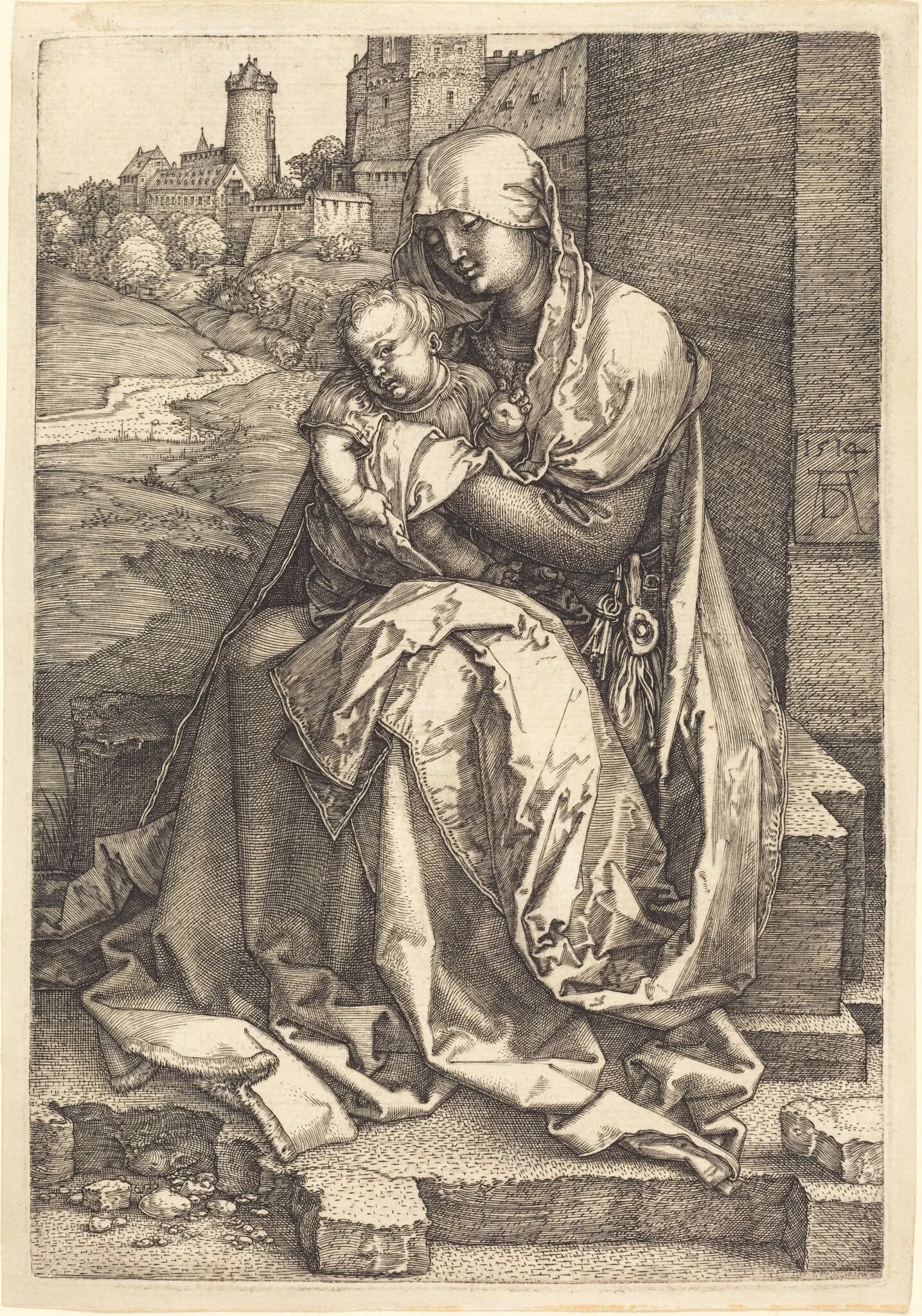 The Virgin and Child Seated by the Wall, detail