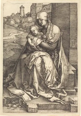 The Virgin and Child Seated by the Wall, by Albrecht Dürer, ink, 1514