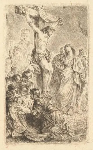 Christ on the Cross, by Bernhard Rode, ink, 1768