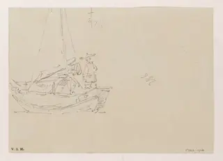 A sketch of a Chinese figure standing in a Tanka boat, by George Chinnery, 19