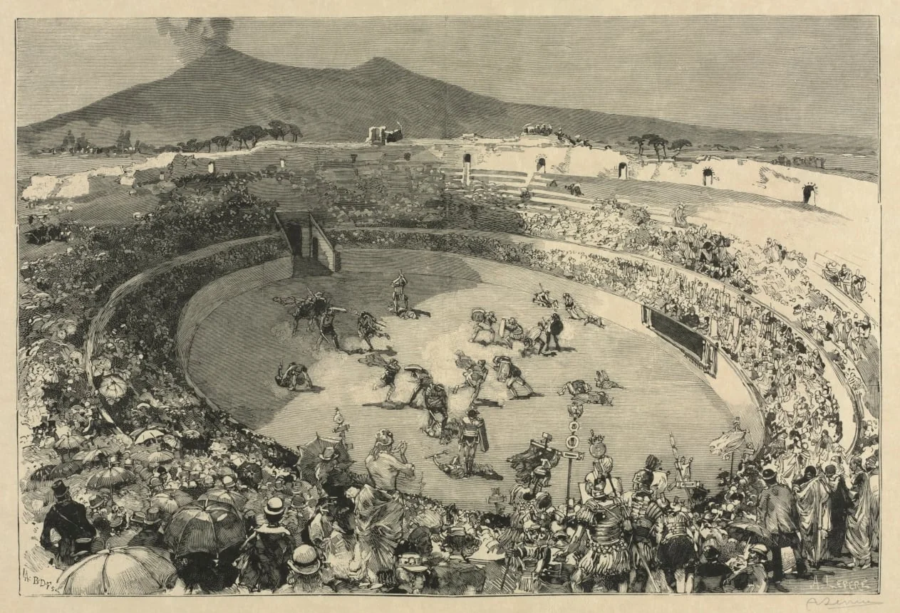 Italy. The Festival of Pompei, The circus of gladiators, detail