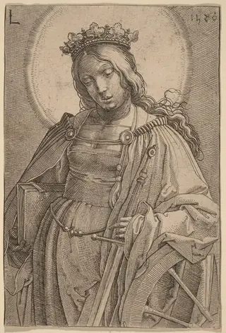 Saint Catherine, by Lucas van Leyden, ink, 1520