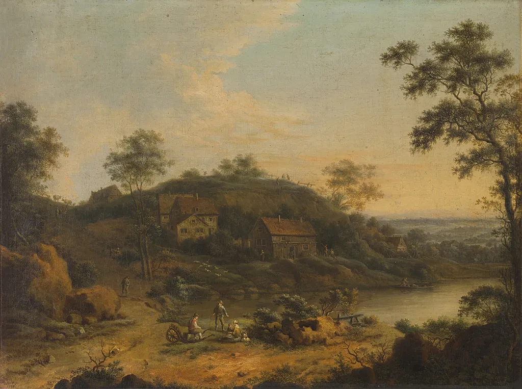 Landscape, by Johann Christian Vollerdt, oil, 1758