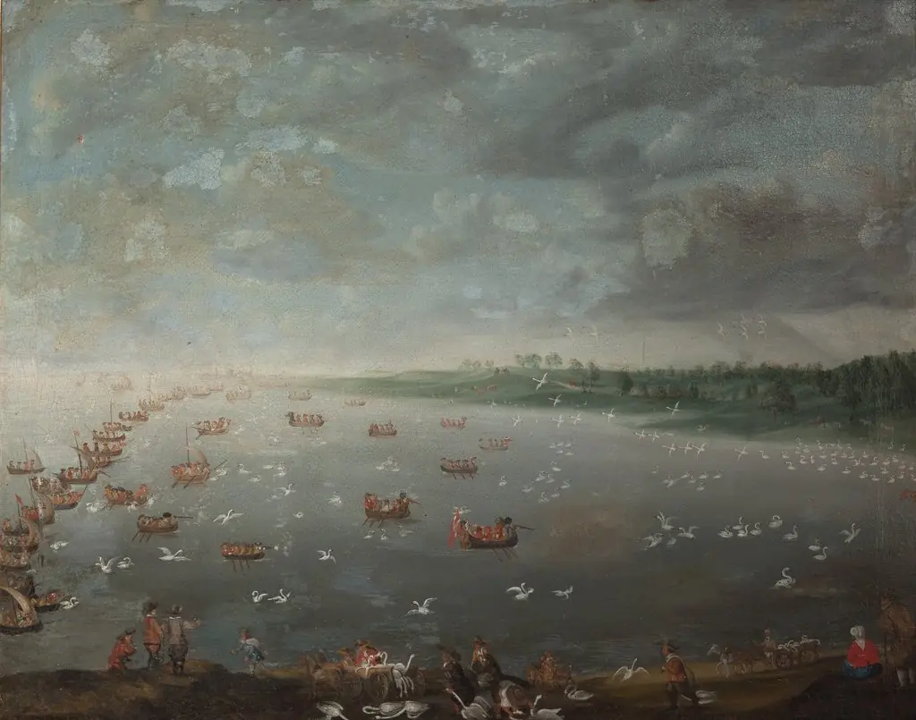 Swan Hunt, by de Coninck, oil, 1734