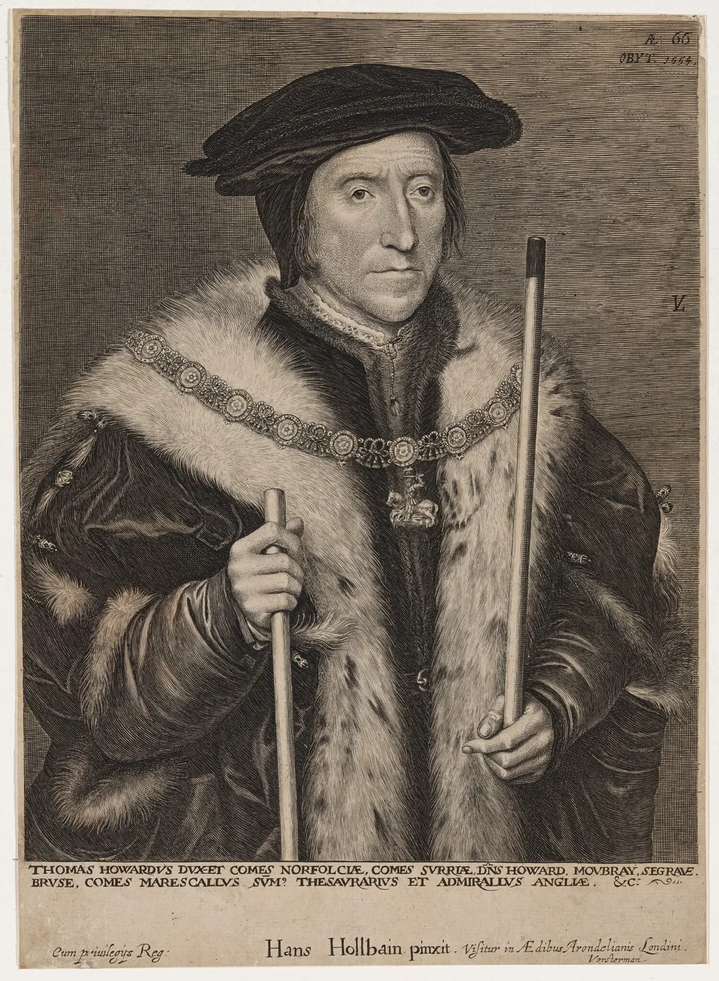 Thomas Howard, Third Duke of Norfolk, by Lucas Emil Vorsterman, ink, 1635