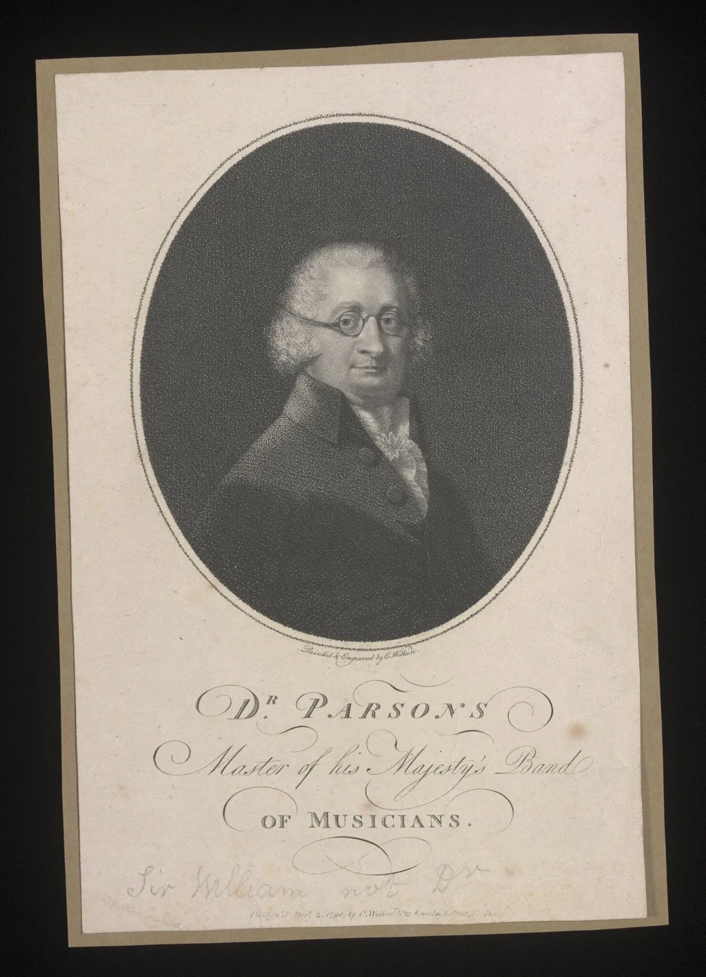 Dr. Parsons, Master of his Majesty's Band of Musicians, by Charles Wilkin, 2