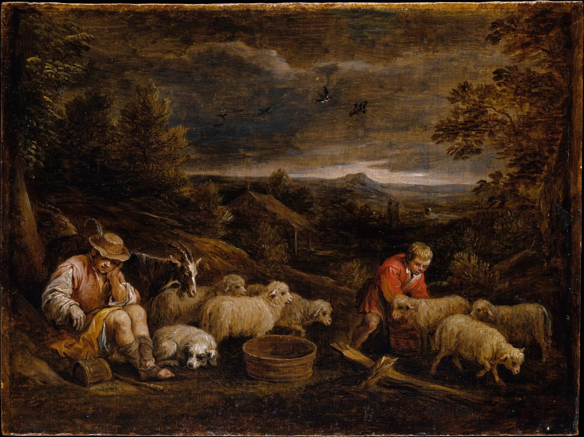 Shepherds and Sheep, detail