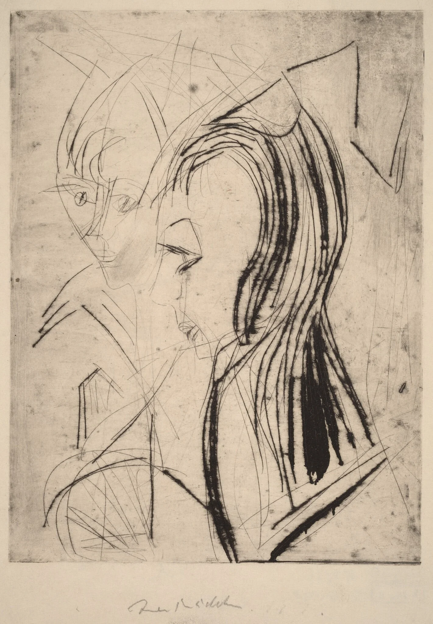 Heads of Two Girls, detail