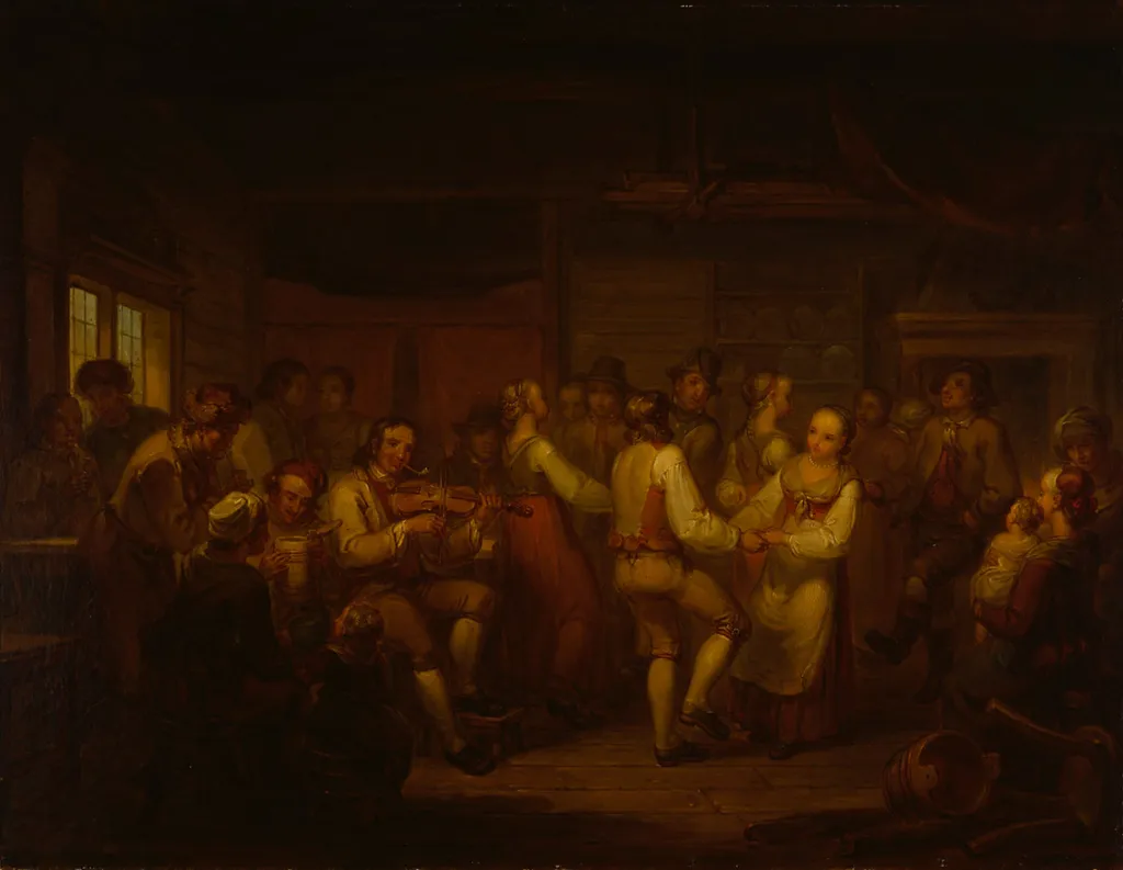 A Peasant Dance in Finland, by Aleksander Lauréus, oil, 1816