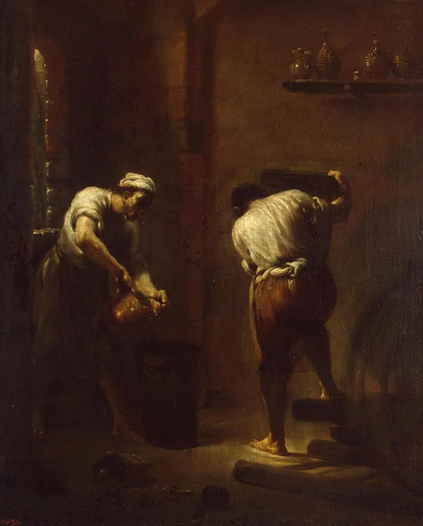 Scene in the Cellar, by Giuseppe Maria Crespi, oil, 1710