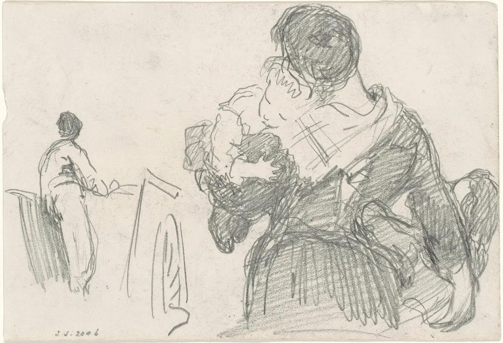 Mother and Child [recto], by John Singer Sargent, graphite, 1872