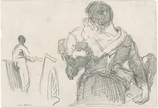 Mother and Child [recto], by John Singer Sargent, graphite, 1872