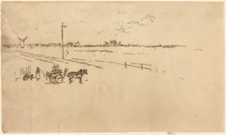 Railway Station, Voves, by James McNeill Whistler, ink, 1887