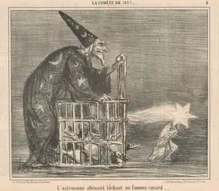 L'astronome allemand lachant un ... Canard, by Honoré Daumier, ink, 1857