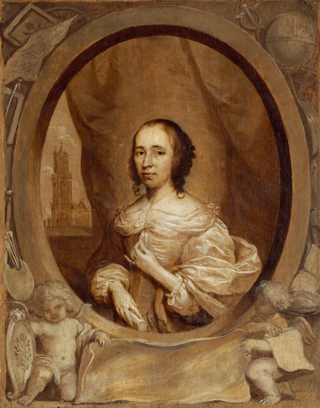 Anna Maria van Schurman, by Cornelis Jonson van Ceulen, oil, 1657