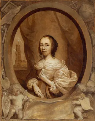 Anna Maria van Schurman, by Cornelis Jonson van Ceulen, oil, 1657