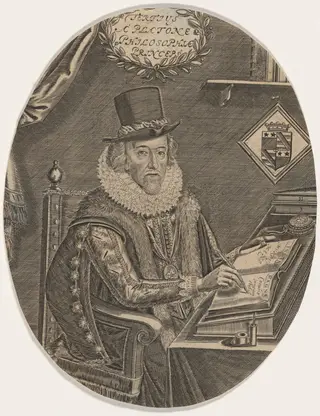 Francis Bacon, by William Marshall, ink, 1640