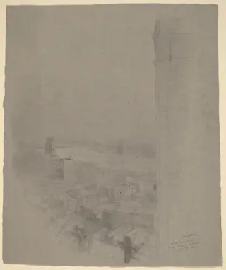 Manhattan Bridge, by Stanford White, graphite, 1880
