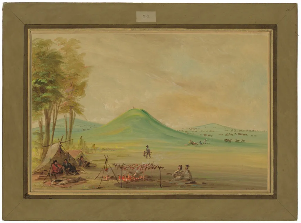 Expedition Encamped on a Texas Prairie.  April 1686, by George Catlin, oil, 1848