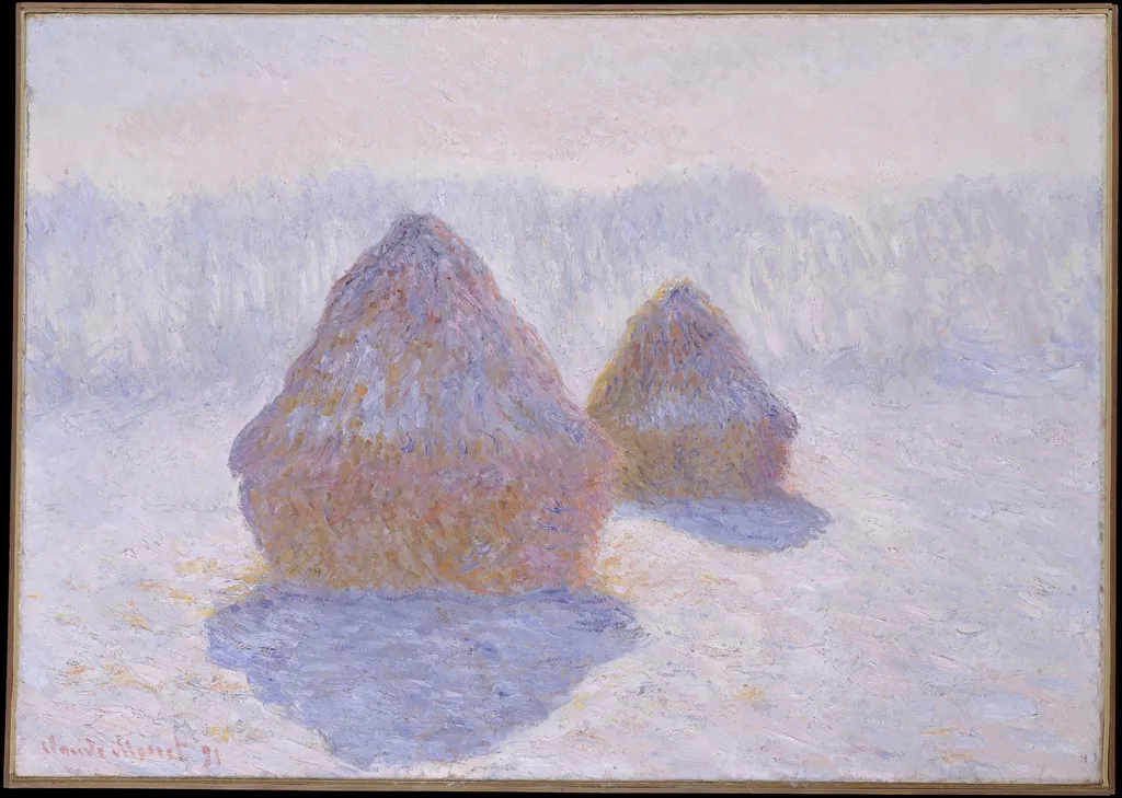 Haystacks (Effect of Snow and Sun), by Claude Monet, oil, 1896