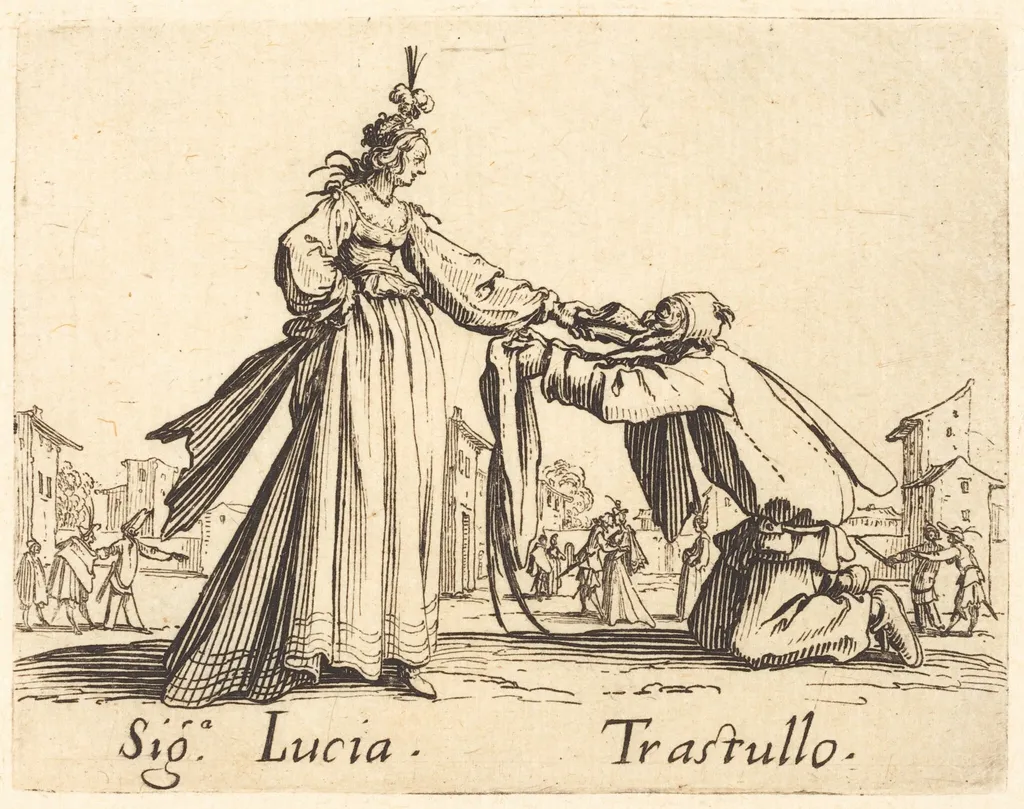 Signa. Lucia and Trastullo, by Jacques Callot, ink, 1622
