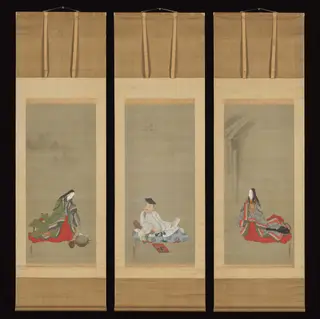 Portraits of Three Famous Poets: Hitomaro (M) ・Ise (R) ・Komachi (L), by Tosa Mitsuoki, unspecified
