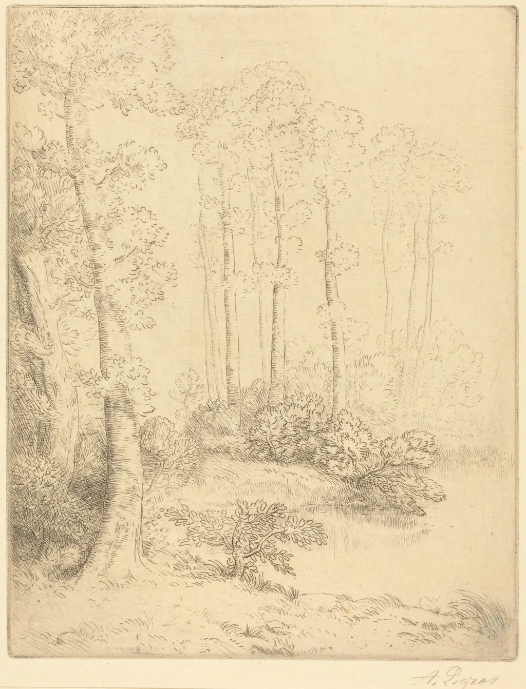 Edge of the Water (Au bord de l'eau), by Alphonse Legros, ink, 1874