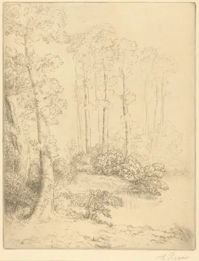 Edge of the Water (Au bord de l'eau), by Alphonse Legros, ink, 1874