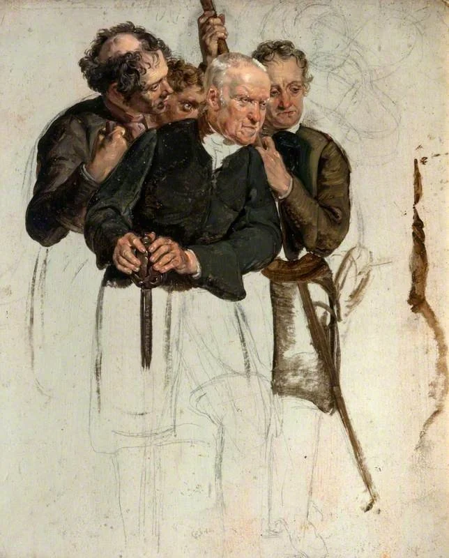 Four Standing Men (study for 'The Covenanters' Baptism'), detail