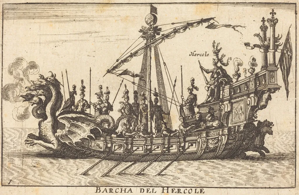 Barcha del Hercole, by Balthasar Moncornet, ink, 1634