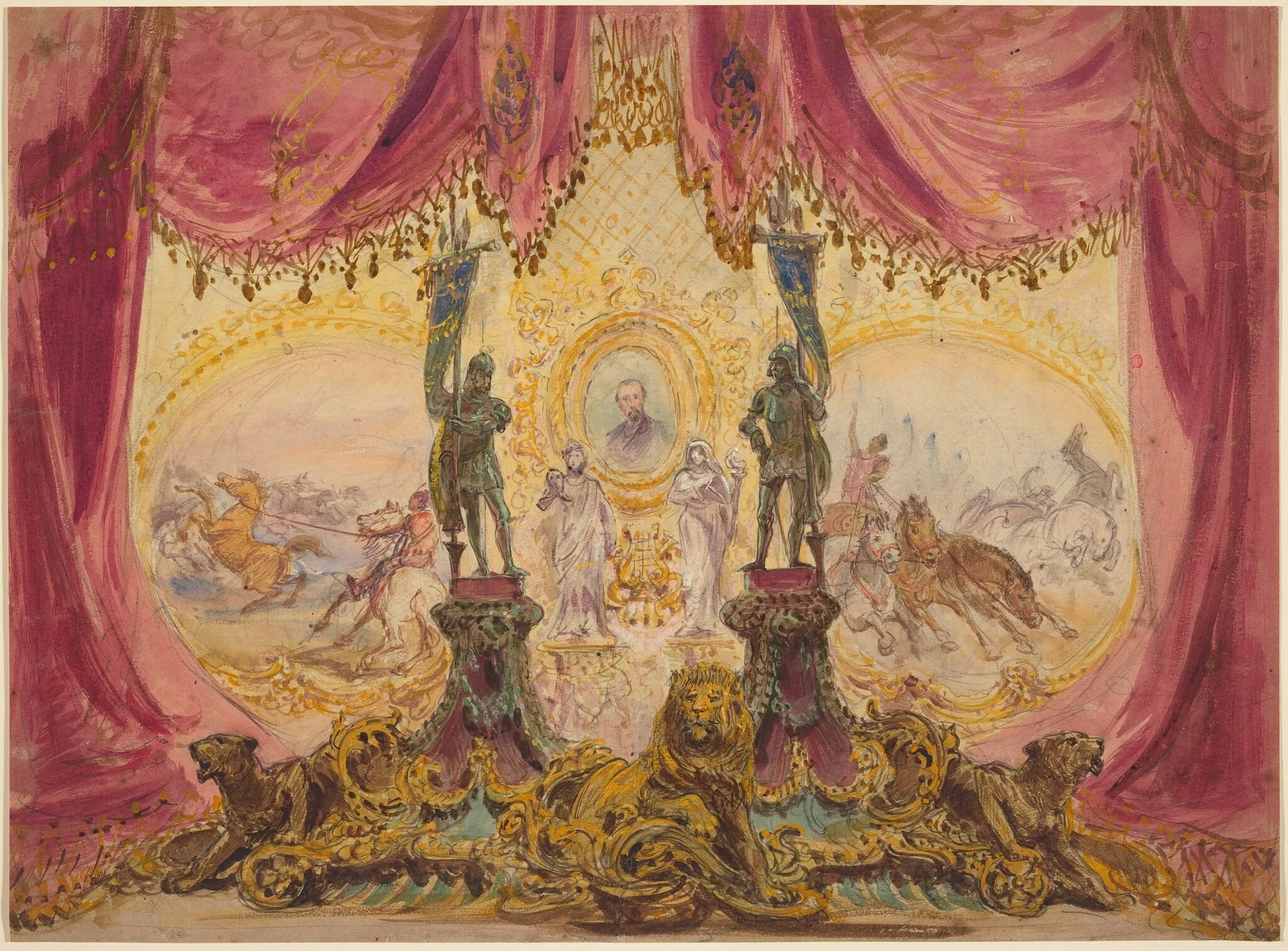 Stage Set With Paintings And Statues, detail