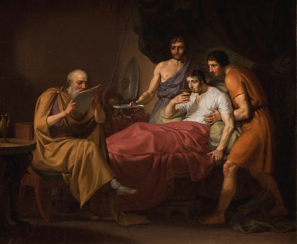 Alexander den Store på sygelejet, by Christoffer Wilhelm Eckersberg, oil, 1806