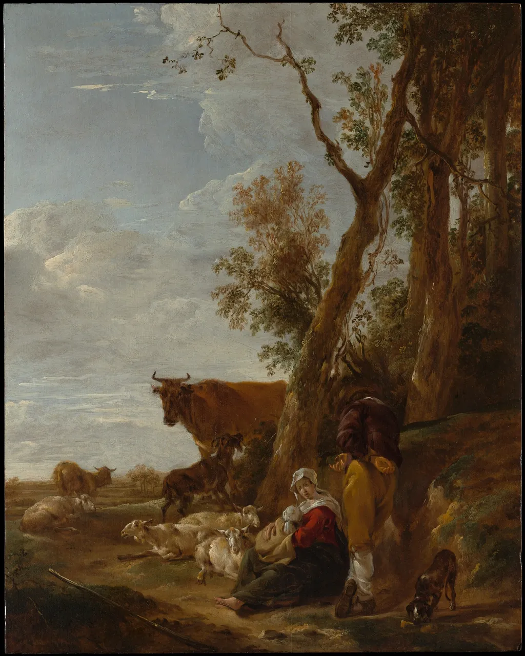 Rest, by Nicolaes Pieterszoon Berchem, oil, 1644