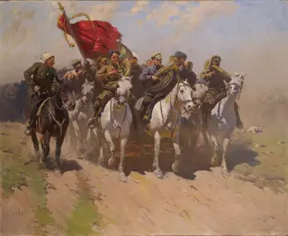 Трубачи Первой Конной армии, by Mitrofan Grekov