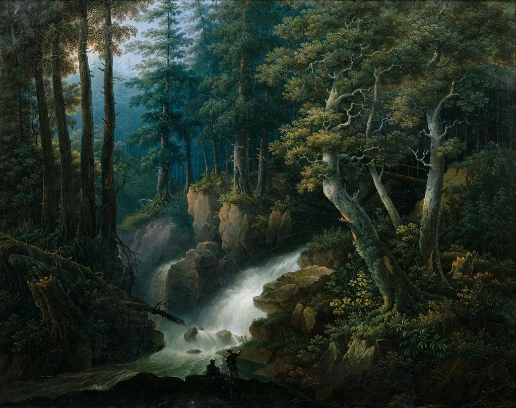 Der Wasserfall der Ilse auf dem Brocken im Harzgebirge, by Hermann Joseph Neefe, oil, 1830