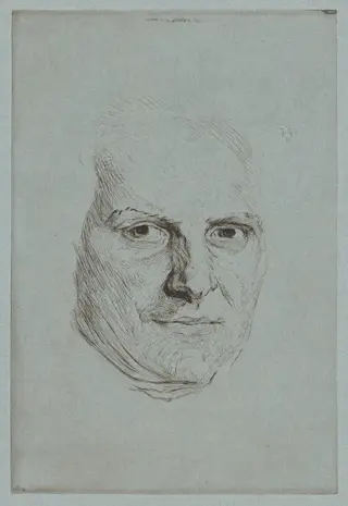 Mask of the Abbé Raynal, by Jules de Goncourt, ink, 1859