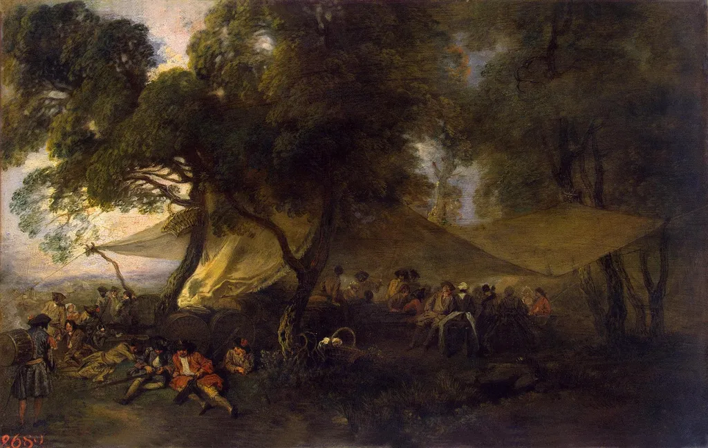 Idylls of War, by Jean Antoine Watteau, oil, 1715