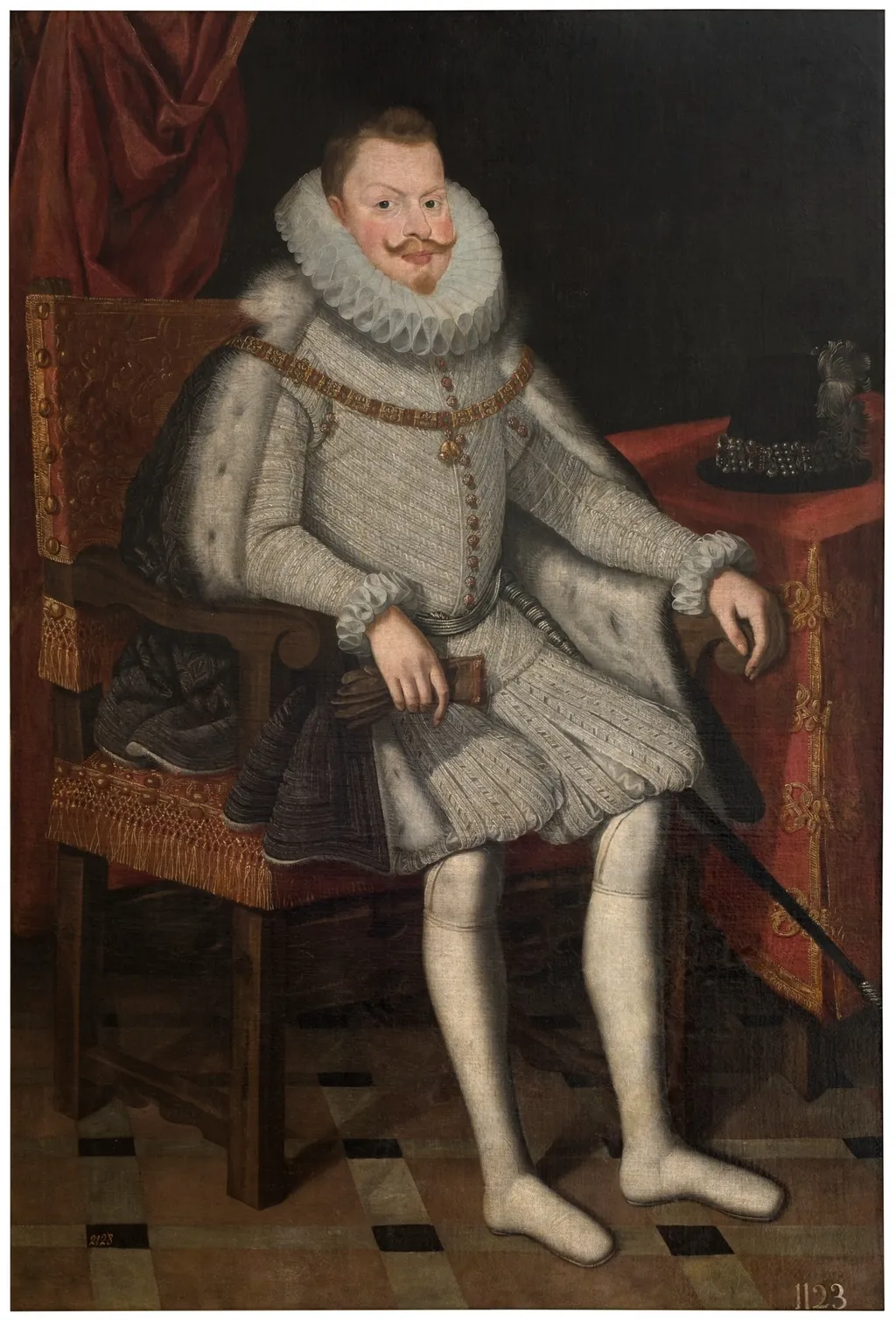 Felipe III rey de España sedente, by Bartolomé González y Serrano, oil, 1615