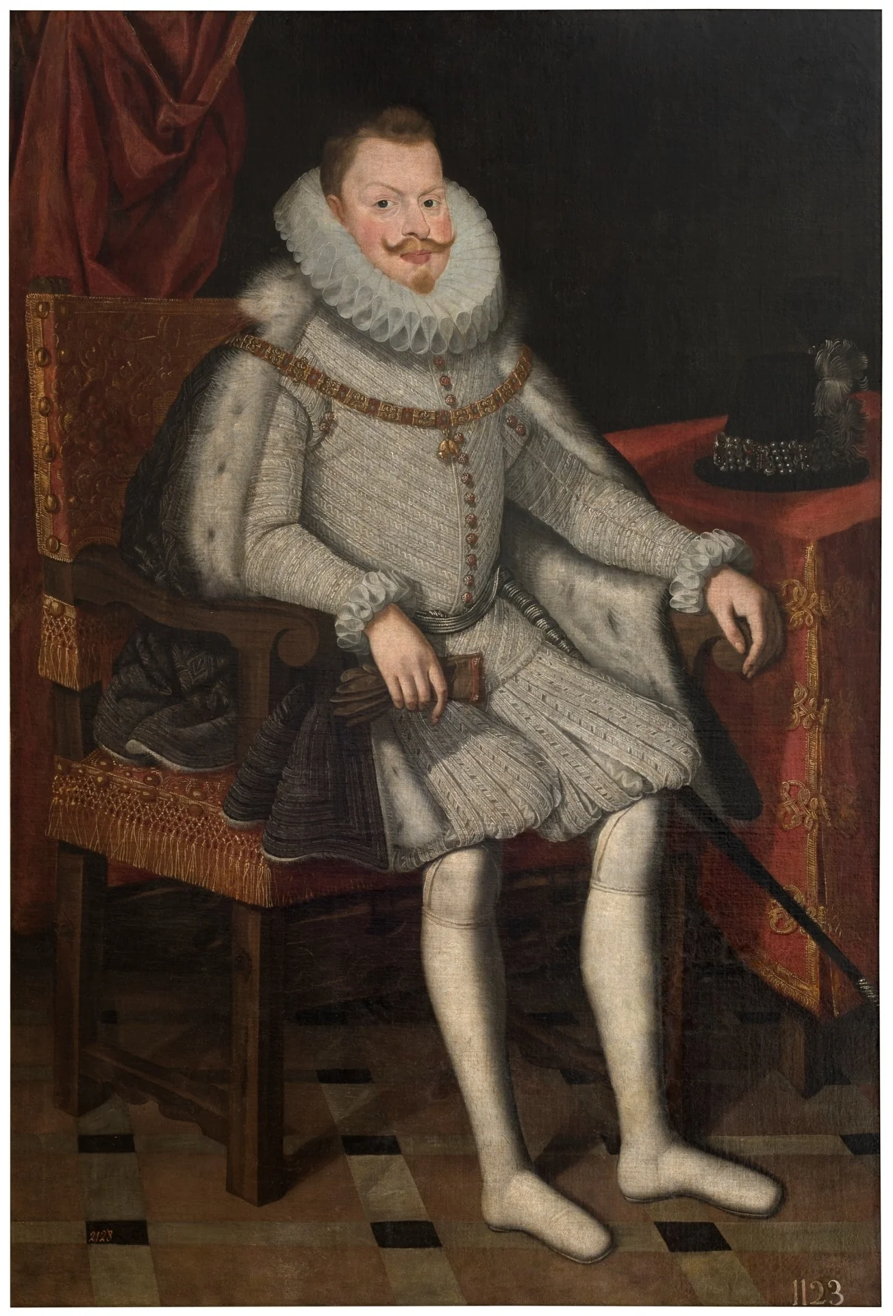 Felipe III rey de España sedente, detail