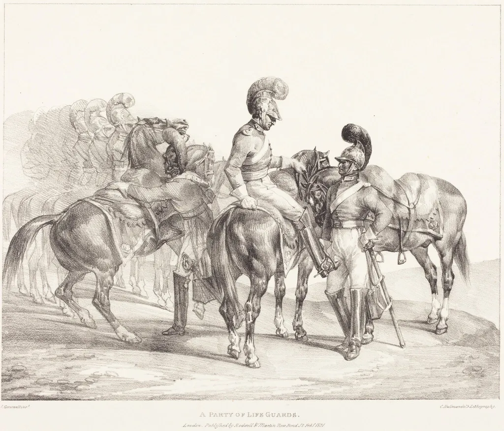 A Party of Life Guards, by Théodore Géricault, ink, 1821