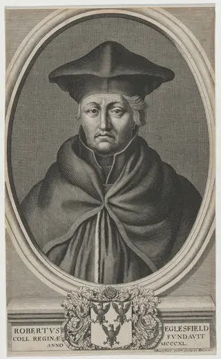Robert Eglesfield, Founder of Queen's College, Oxford, by Michael Burghers, ink, 1682